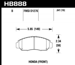 Колодки тормозные HB888B.641 HAWK HPS 5.0 Honda Civic GX передние