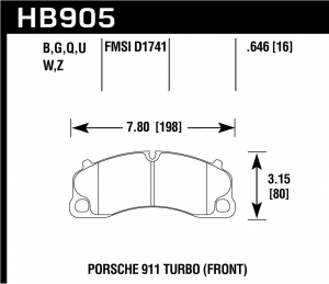 Колодки тормозные HB905G.646 HAWK DTC-60 перед Porsche 911 991 Turbo ― MaxiSport Tuning