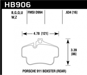 Колодки тормозные HB906B.634 HAWK HPS 5.0 задн PORSCHE 718 Cayman, Boxter; 911 997 3,6; 911 996  ― MaxiSport Tuning