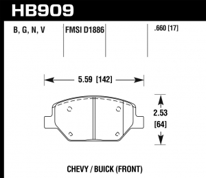 Колодки тормозные HB909Y.660 передние Chevrolet Camaro LTG 2015- ― MaxiSport Tuning