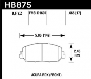 Колодки тормозные HB875F.666 HAWK HPS Acura RDX  передние