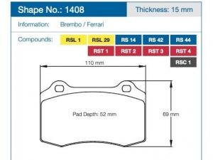 Колодки тормозные 1408-RSC1 PAGID RSC1 ― MaxiSport Tuning