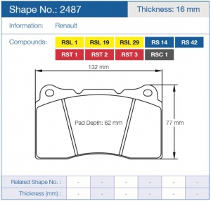 Колодки тормозные 2487-RS14 PAGID RS14 передние MMC Lancer Evo V-X / SUBARU WRX STI / MEGAN RS ― MaxiSport Tuning