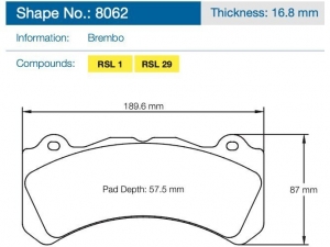 Колодки тормозные 8062-RSL29 PAGID RSL29 Brembo Caliper Family J, N ― MaxiSport Tuning