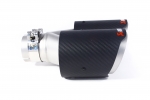 Насадка на глушитель, двойная, AKRAPOVIC EVO карбон, D посадочный 57 мм / наруж 90 мм, ЛЕВАЯ