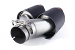 Насадка на глушитель, двойная, AKRAPOVIC EVO карбон, D посадочный 57 мм / наруж 90 мм, ЛЕВАЯ