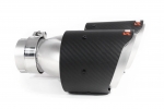Насадка на глушитель, двойная, AKRAPOVIC EVO карбон, D посадочный 63 мм / наруж 101 мм, ЛЕВАЯ,