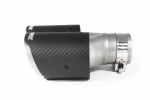 Насадка на глушитель, двойная, AKRAPOVIC EVO карбон, D посадочный 63 мм / наруж 90 мм, ПРАВ.